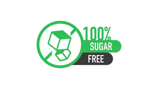 Flat icon with lactose gluten gmo sugar free. Organic signs. Motion graphics.