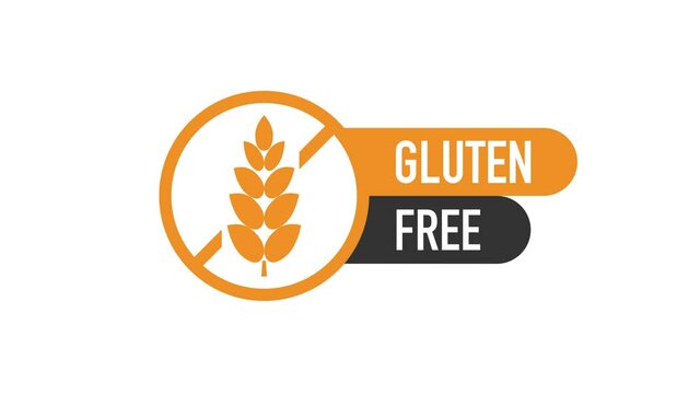 Flat icon with gluten free. Organic signs. Motion graphics.