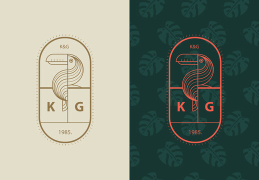 Geometric Toucan Bird Logo Badge Template