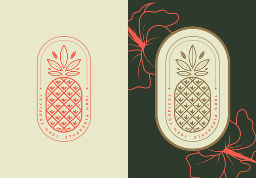 Tropical Pineapple Logo Badge Template