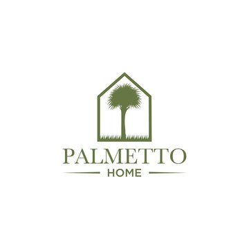 Palmetto And Home Logo Design Vector