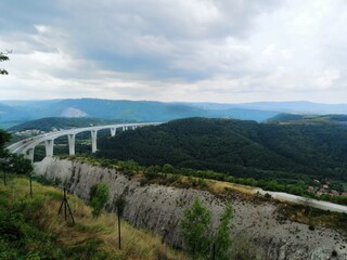 Fototapeta na wymiar Viaduct Črni kal, Slovenia, viaduct over landscape