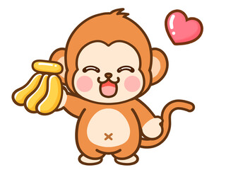 バナナを持っている猿のイラスト素材2