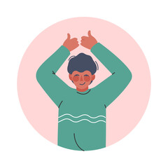 Teen Boy Making Cool Gesture, Teenager Expressing Positive Emotions, Nonverbal Communication Concept Cartoon Vector Illustration