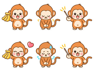 かわいい猿のイラスト素材セット