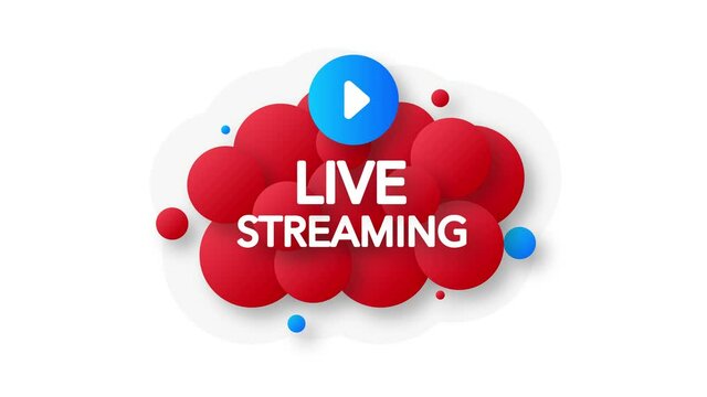 Live Streaming Bubble Banner, red emblem label. VMotion graphics.