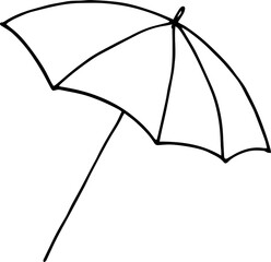Single element of beach umbrella in doodle summer set. 