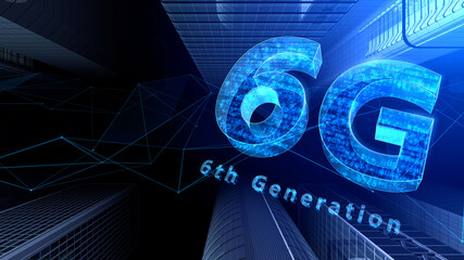 6G Smart City Network Technology 6th Generation mobile communication 3D illustration