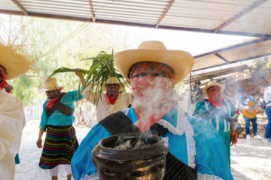 Traditional dances Mexico during the carnival Dance of the Jolos in Xayacatlan de Bravo Puebla Mexico