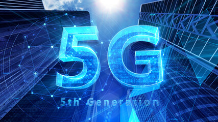 5G Smart City Network Technology 5th Generation mobile communication 3D illustration