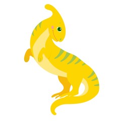 Cute dinosaur in cartoon style. Bright childish drawing with an animal. Coloring. Vector illustration isolated on white background.