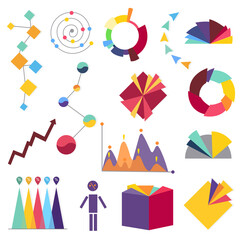 Infographic elements collection. Analysis data graphs and diagram, marketing statistic workflow. Modern business presentation elements. Design of  chart symbols