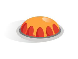 Isometric  button. Isolated icon. Regulator in gray and orange color