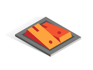Isometric  button. Isolated icon. Switcher in gray and orange color