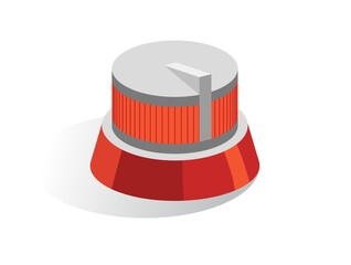 Isometric  button. Isolated icon. Regulator in gray and orange color