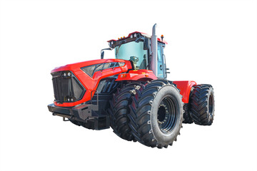 modern powerful tractor for use in various fields of agriculture. Isolated on white