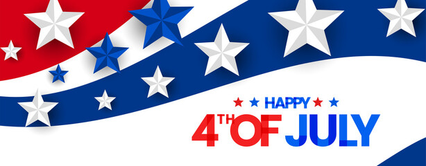 United States of America happy 4th of July colorful modern design on the United States national flag. Vector illustration.
