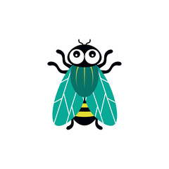 vector illustration with cartoon fly insect isolated on white