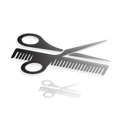 Comb scissors icon for web and mobile applications