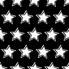 Simple stars ornament. Vector star pattern. Black and white colors.