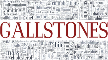 Gallstones vector illustration word cloud isolated on a white background.