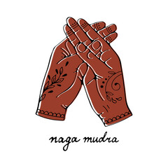 Naga mudra hand yoga illustration in vector