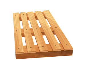 Wooden pallet. Platform for freight transportation. Warehouse platform on white background. Cartoon wood pallet  icon for web design