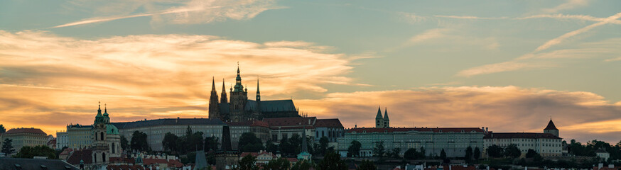 Fototapeta na wymiar Panorama of evening Prague.