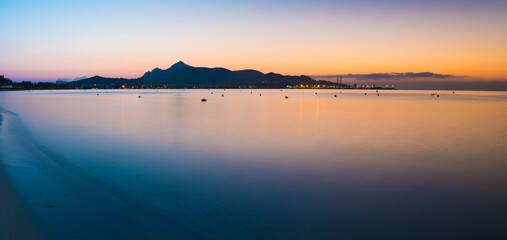 Sunset on sea panorama