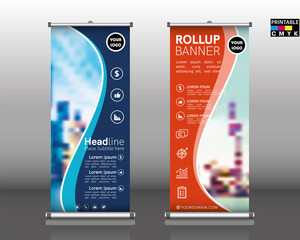 Creative double-sided color vector roll up banner design