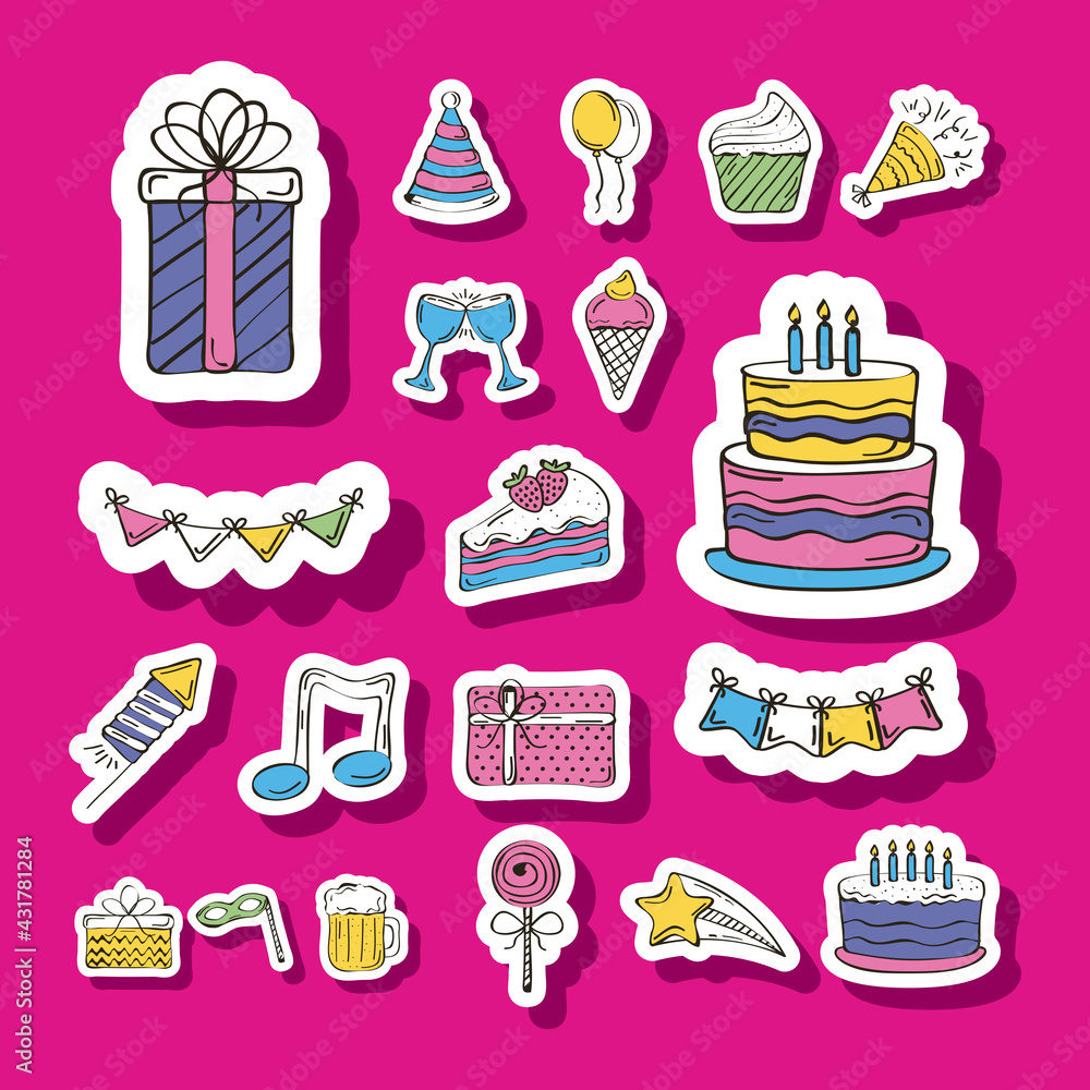 Wall mural twenty birthday icons