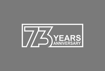 Obraz premium 73 years anniversary logotype with white color outline in square isolated on grey background. vector can be use for company celebration purpose