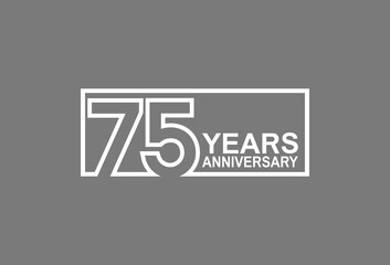 75 years anniversary logotype with white color outline in square isolated on grey background. vector can be use for company celebration purpose - obrazy, fototapety, plakaty