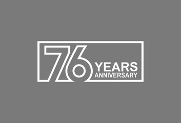 76 years anniversary logotype with white color outline in square isolated on grey background. vector can be use for company celebration purpose