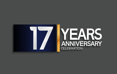 17 years anniversary logotype with blue and silver color with golden line for celebration moment © VECTORKURO