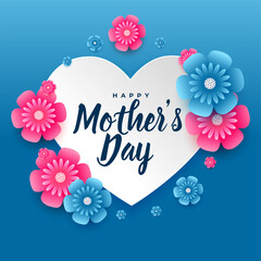 Lovely Mothers Day Poster With Heart Flowers