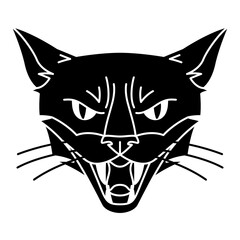 Evil magic witch cat muzzle. Mystic, alchemy, spirituality, tattoo art.