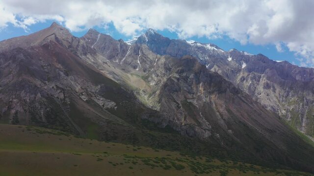 Beautiful landscape mountain peak in Himalays, Annapurna region, Nepal. Aerial timelapse 4K.