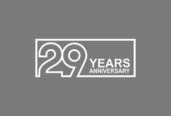 29 years anniversary logotype with white color outline in square isolated on grey background. vector can be use for company celebration purpose