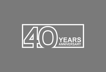 40 years anniversary logotype with white color outline in square isolated on grey background. vector can be use for company celebration purpose