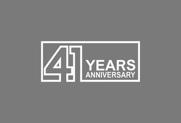 41 years anniversary logotype with white color outline in square isolated on grey background. vector can be use for company celebration purpose - obrazy, fototapety, plakaty