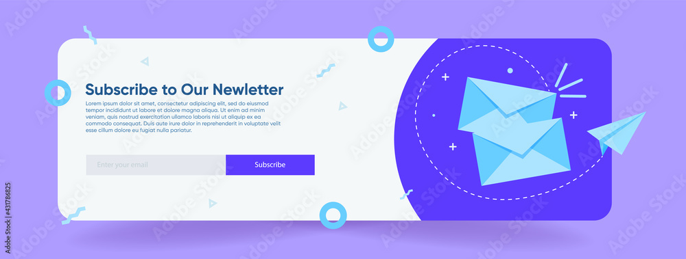 Aufkleber email subscription, an online mailing list template with a mailbox and a send button for a block of 