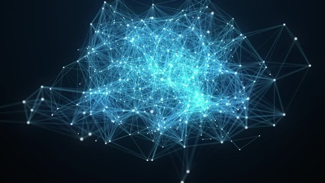 Abstract network connected lines in 5G title animation. Technology background. Network connection structure. 3d render
