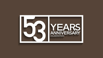 53 years anniversary logotype with white color in square isolated on brown background. vector can be use for company celebration purpose