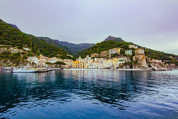 Fototapeta na wymiar cetara, amalfi coast. Italy. panorama of the village. view from the sea
