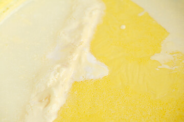 Macro shot of a yoghurt with cream. Cream with cow, buffalo or mandate milk. Probiotic supply.