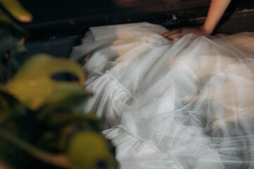 A beautiful bride in a light dress. Boho style.