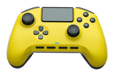 Realistic yellow video game controller on white background © Vasyl Onyskiv