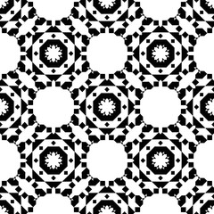 seamless black and white monochrome pattern. oriental floral ornament. decorative grid. template, print.