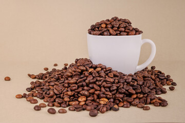 Coffee beans in a cup. 